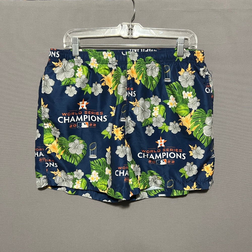 Houston Astros 2022 World Series Champions Swim Trunks Mens Large Navy Tropical